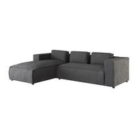 ECKSOFA Nova Grau Cord - Schwarz/Grau, Holz/Kunststoff (262/176cm) - S-Style Möbel
