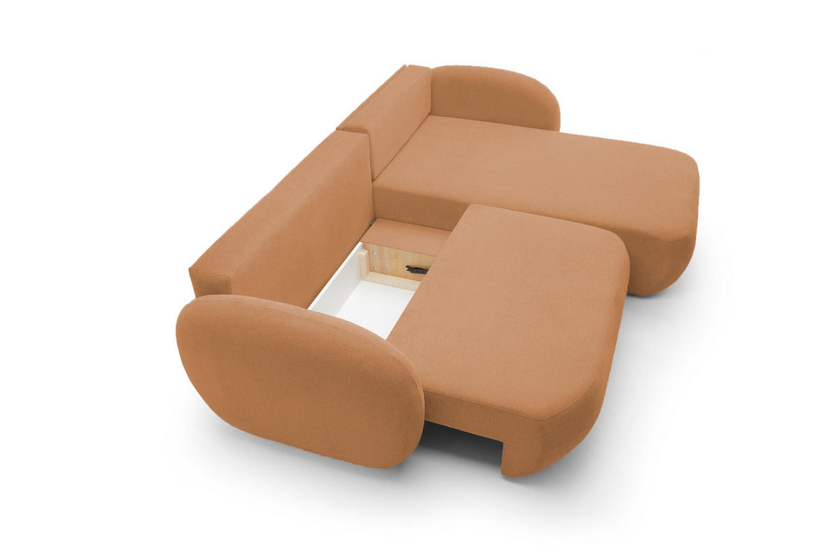 ECKSOFA OLIO L-Form Schlaffunktion mit Bettkasten, lose Rückenkissen, freistehend, RECHTS 248x174 cm Dark orange - Dunkelorange, Holz/Textil (248/174cm) - DomoHome
