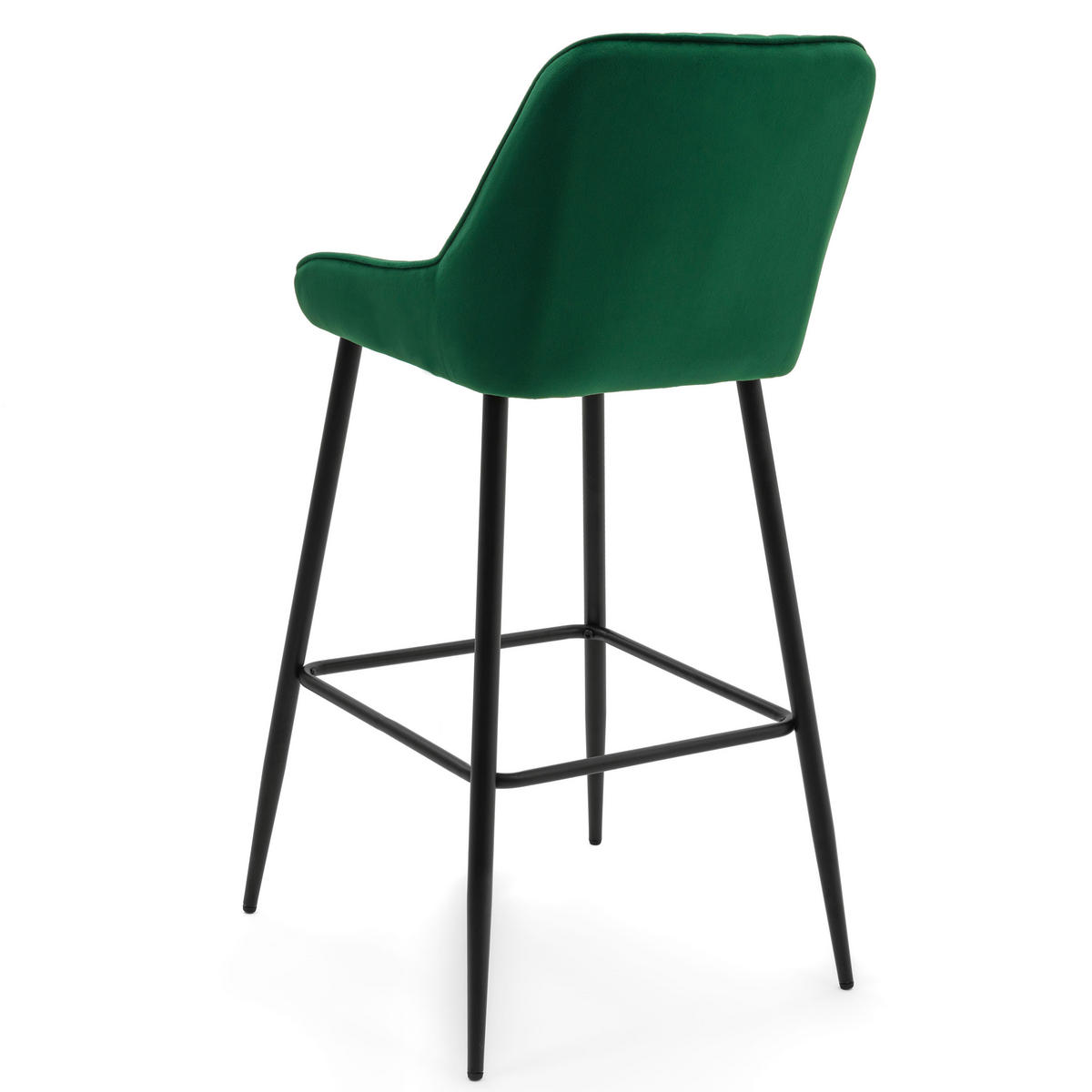 BARHOCKER PASSO gepolstert mit Steppung - grün - Samt Velours - Schwarz/Grün, Metall (50/102/55cm) - NEW HOME