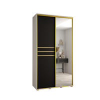 SCHWEBETÜRENSCHRANK 235,2/130/45 2-türig - Goldfarben/Schwarz, Holz/Metall (130/235/45cm) - Abiks Möbel