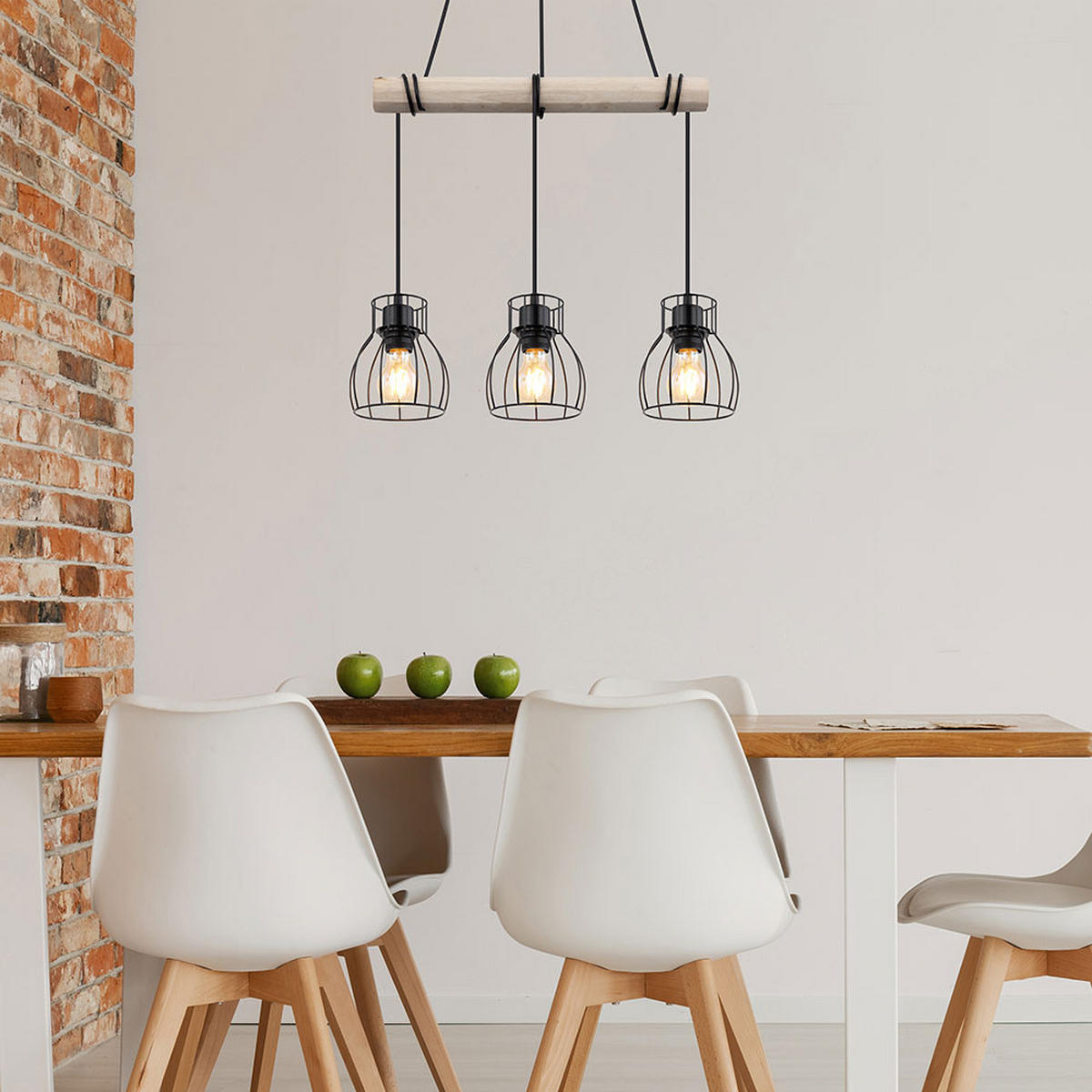 HÄNGELEUCHTE MINA Holzoptik Braun - Braun, Holz (50/14/140cm) - Globo Lighting