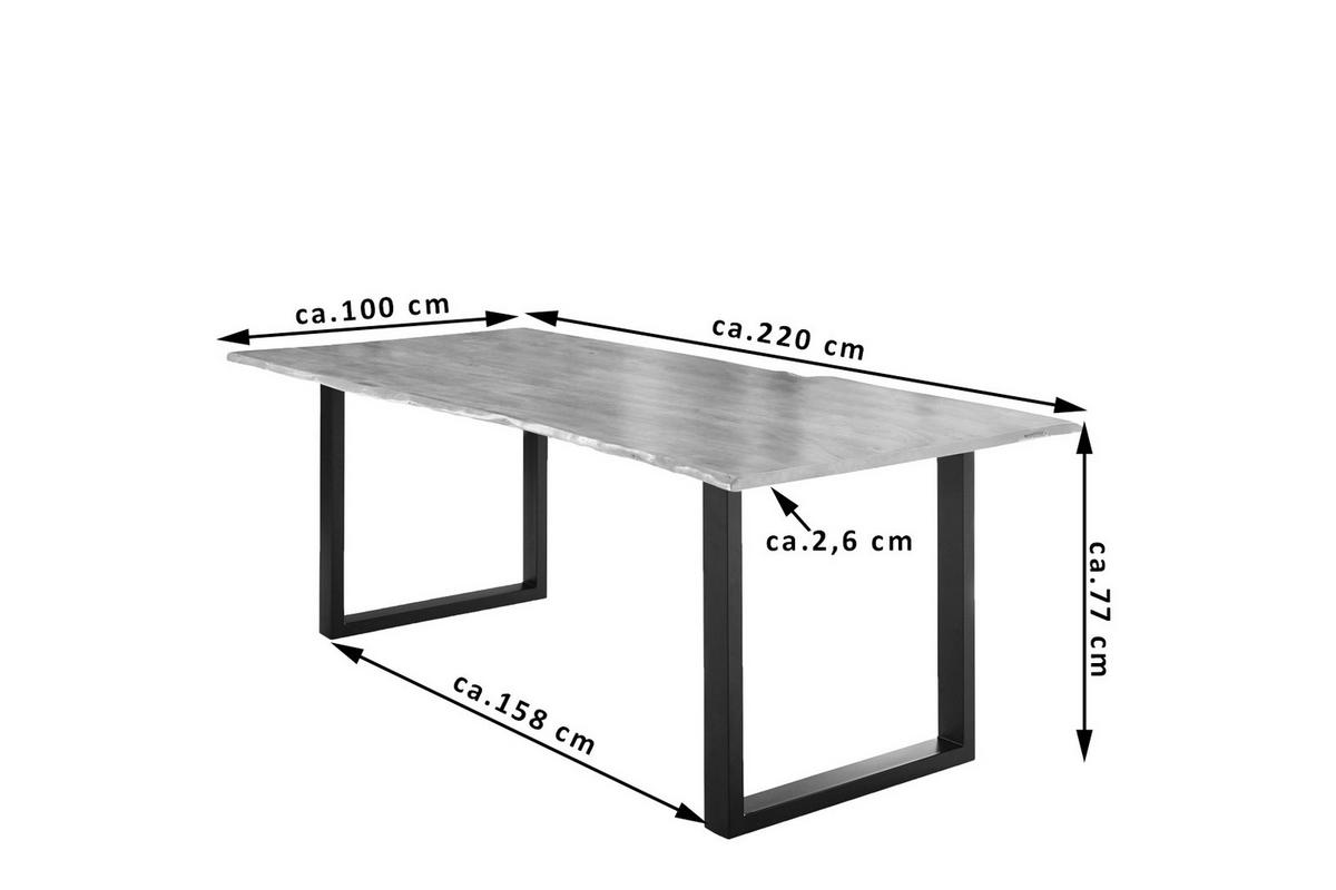 ESSTISCH LUBIN - Beige/Schwarz, Holz/Metall (100/220/77cm) - SAM