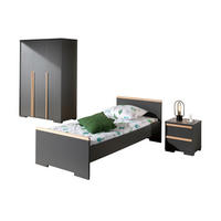 KINDERZIMMER komplett Set 3-tlg. Kariotta 14 Anthrazit Griffe Massivholz - Anthrazit, Holzwerkstoff (399/1/193cm) - 58aufmkessel