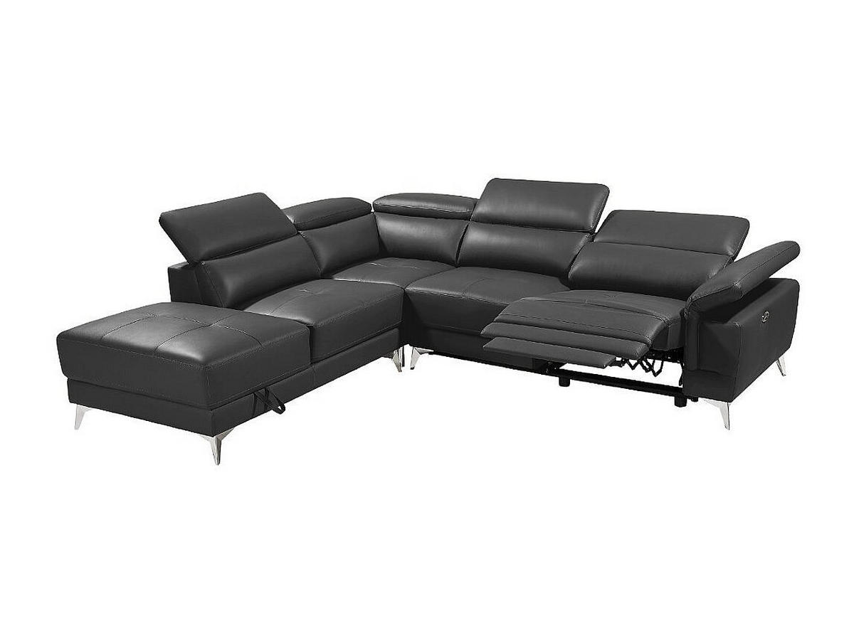 RELAXSOFA - 5 Personen - leder - anthrazitgrau Pascaline - Anthrazit, Leder/Metall (277/78/244cm) - Vente-Unique