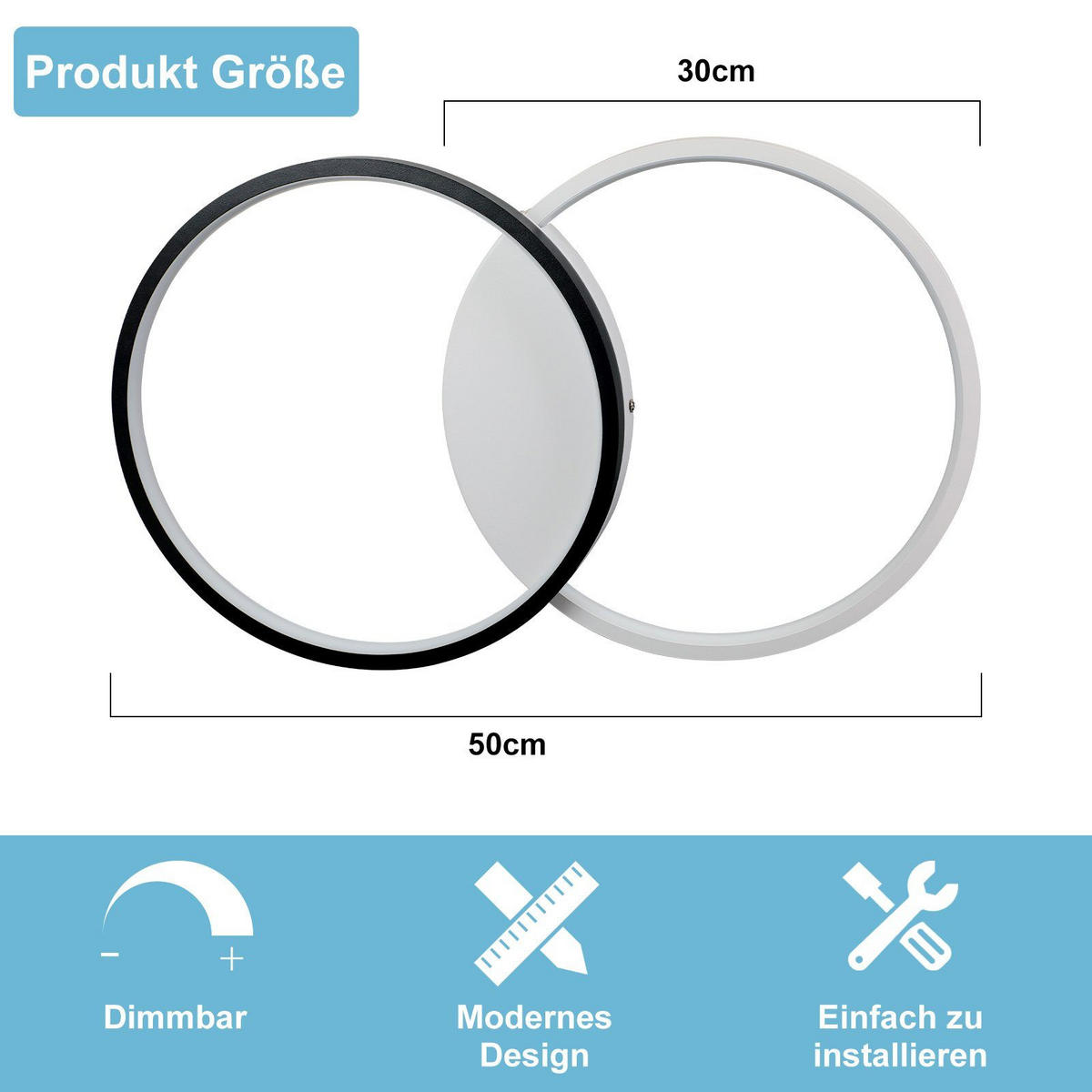 LED-DECKENLEUCHTE Valdemar 50/30/5 cm - Weiß, Metall (50/30/5cm) - Nettlife