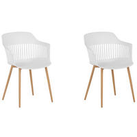 ESSZIMMERSTUHL 2er-Set Kunststoff Weiß Bereca - Weiß, Kunststoff/Metall (57/81/54cm) - Beliani