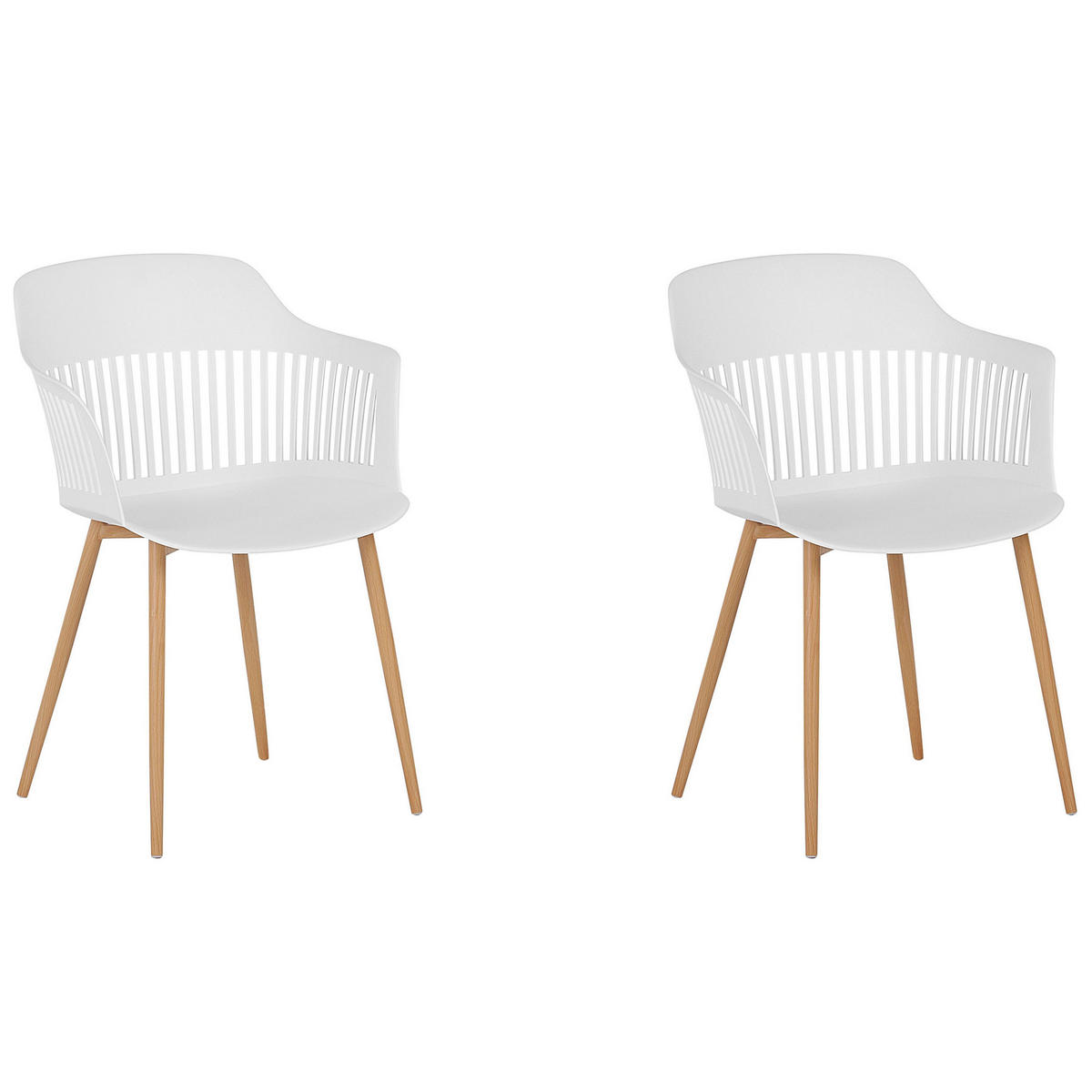 ESSZIMMERSTUHL 2er-Set Kunststoff Weiß Bereca - Weiß, Kunststoff/Metall (57/81/54cm) - Beliani