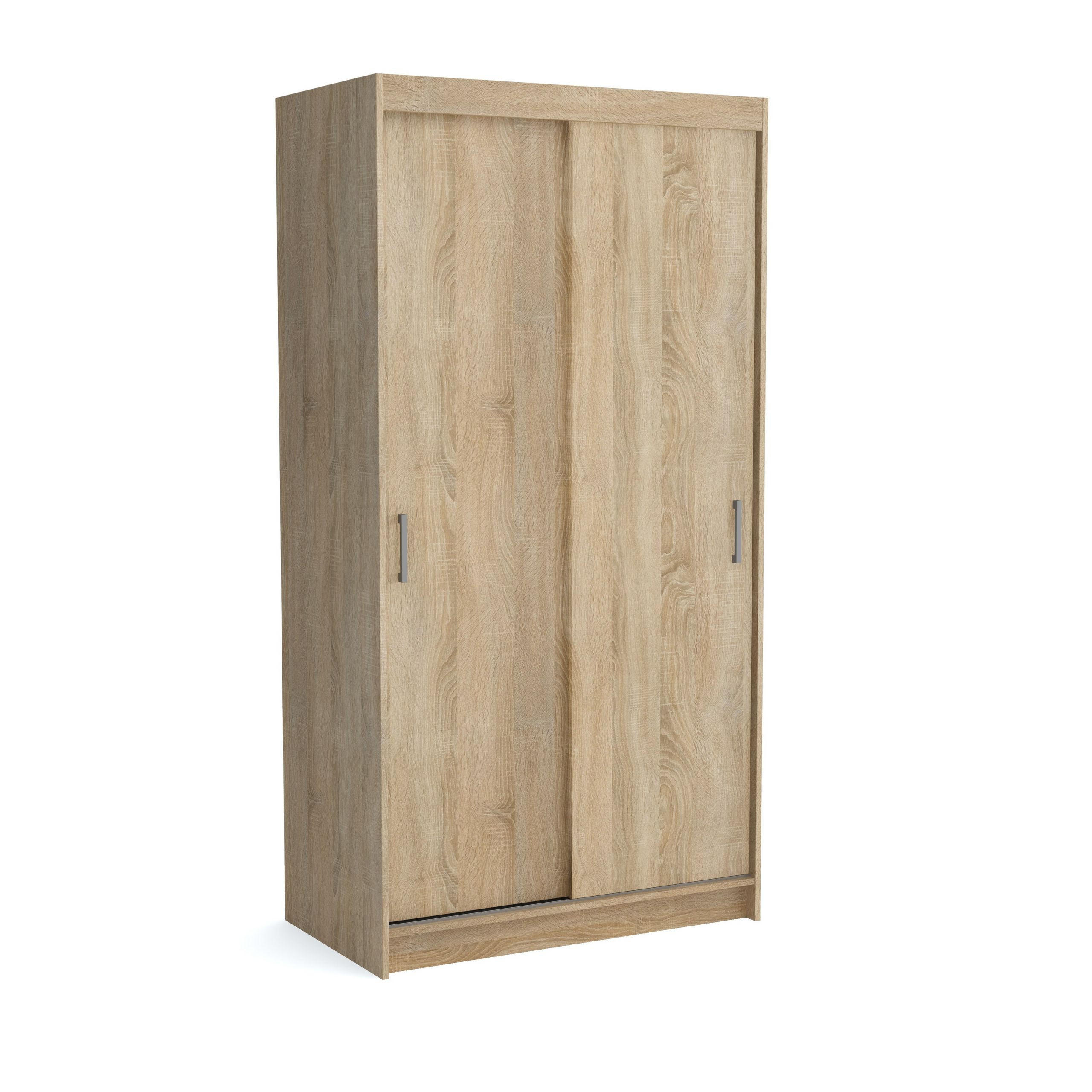 SCHWEBETÜRENSCHRANK NICOLA 110/215/60 cm 2-türig mit Spiegel Sonoma Eiche - Sonoma Eiche, Holzwerkstoff (110/215/60cm) - MASSENO