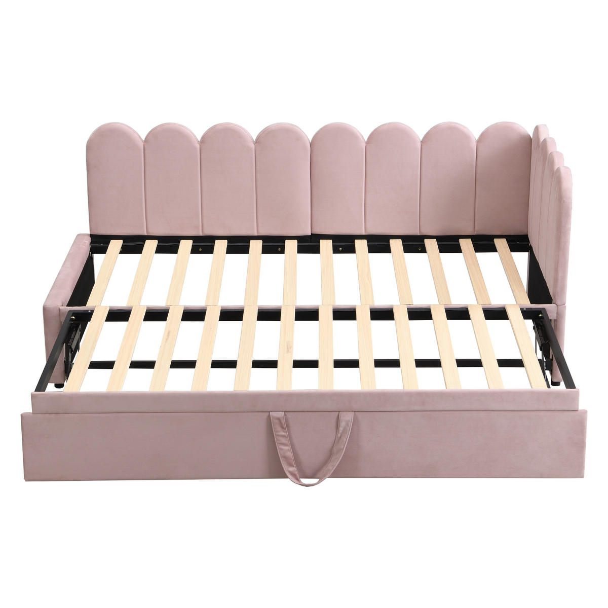 POLSTERBETT aus Samt 90x200 cm in Rosa mit Ausziehbett - Rosa, Textil (90/200cm) - Modfu