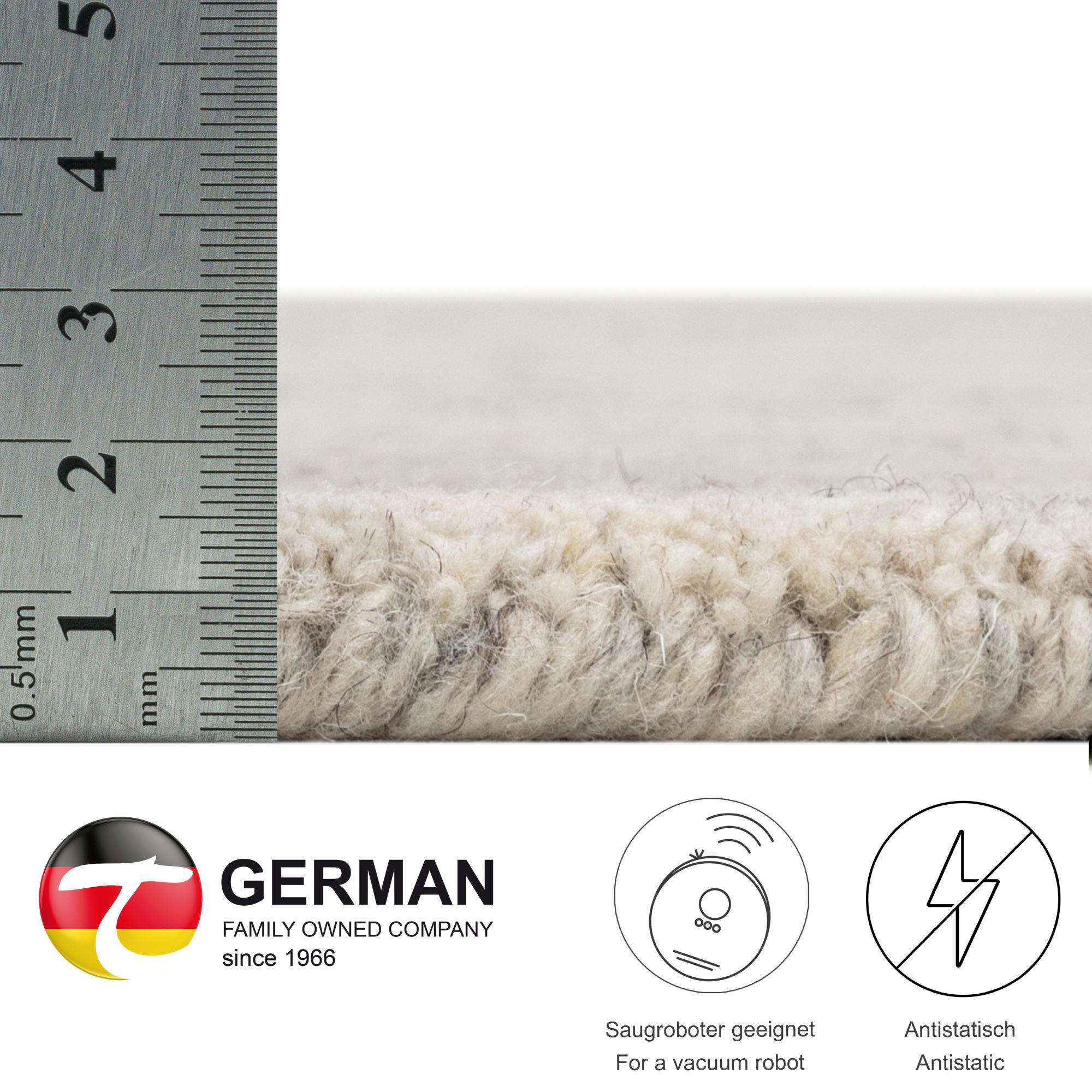 Thumbnail - Theko Handwebteppich, Hellgrau, Textil, Uni, Rund, 100x100 cm, antistatisch, Teppiche & Böden, Teppiche, Naturteppiche