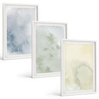 BILDER SET 3er Set - 40x60 cm Weißer Rahmen - Pastellfarben auf Leinwand - Weiß, Kunststoff (40/60cm) - TULUP