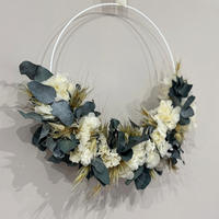 TROCKENBLUMENKRANZ Hortensie, Eukalyptus, Hafer - beige / 40 cm - Beige, Naturmaterialien (40cm) - Lykke & You