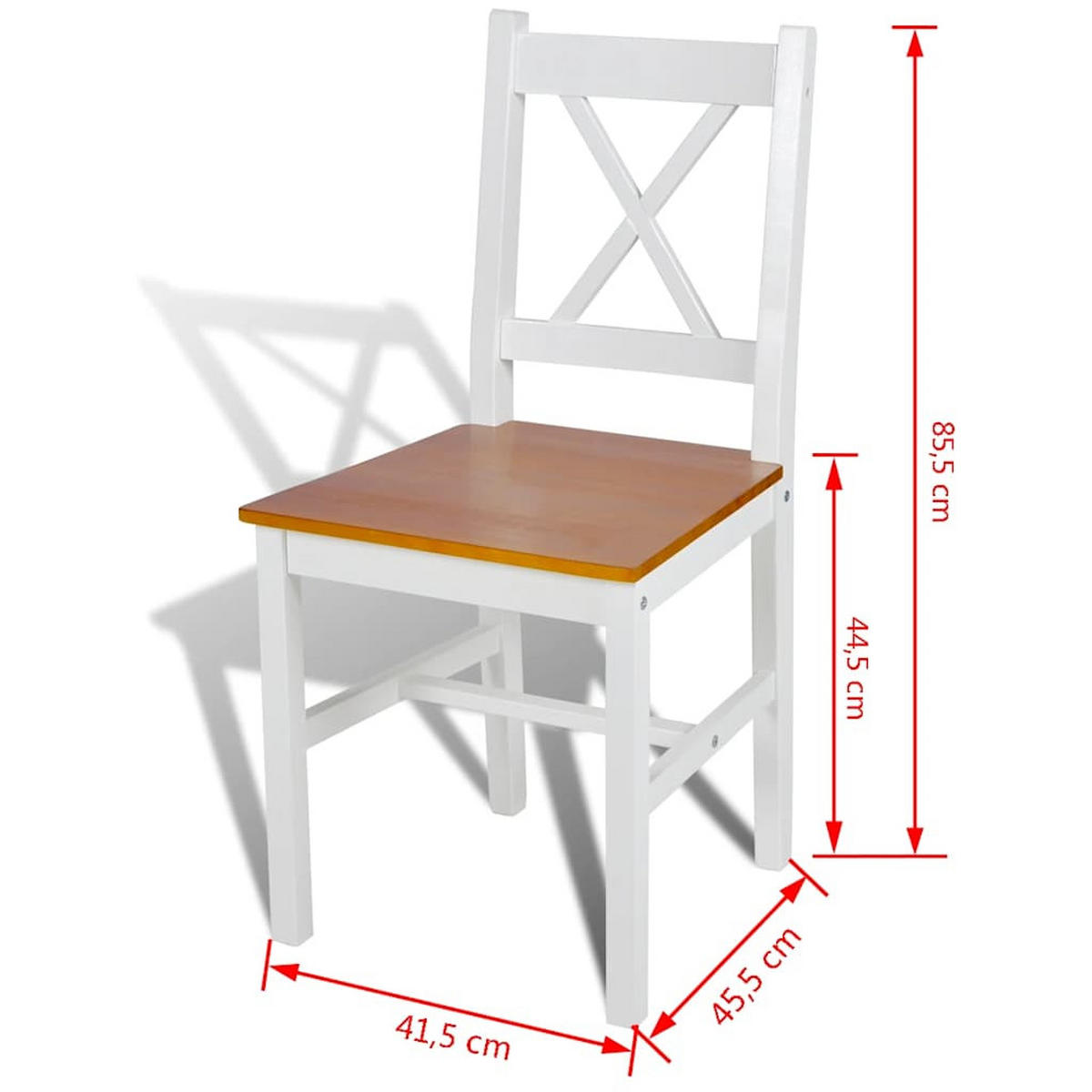 ESSZIMMERSTÜHLE 2Er Set Weiss Kiefernholz - Weiß, Holz (45.5/85.5/41.4cm) - vidaXL