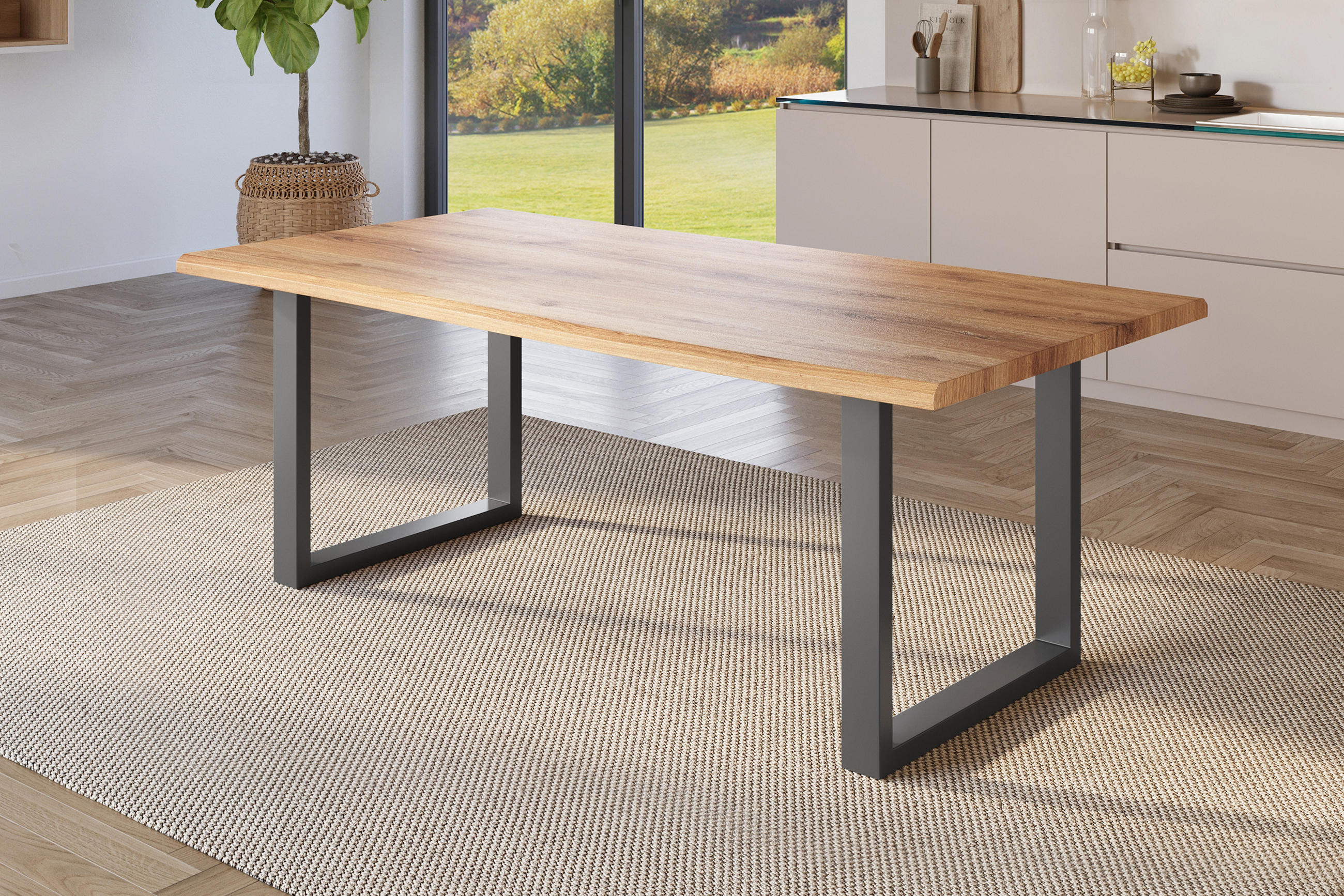ESSTISCH JULIUS U - Wildeiche/Eichefarben, Holz (100/220/77cm) - SAM