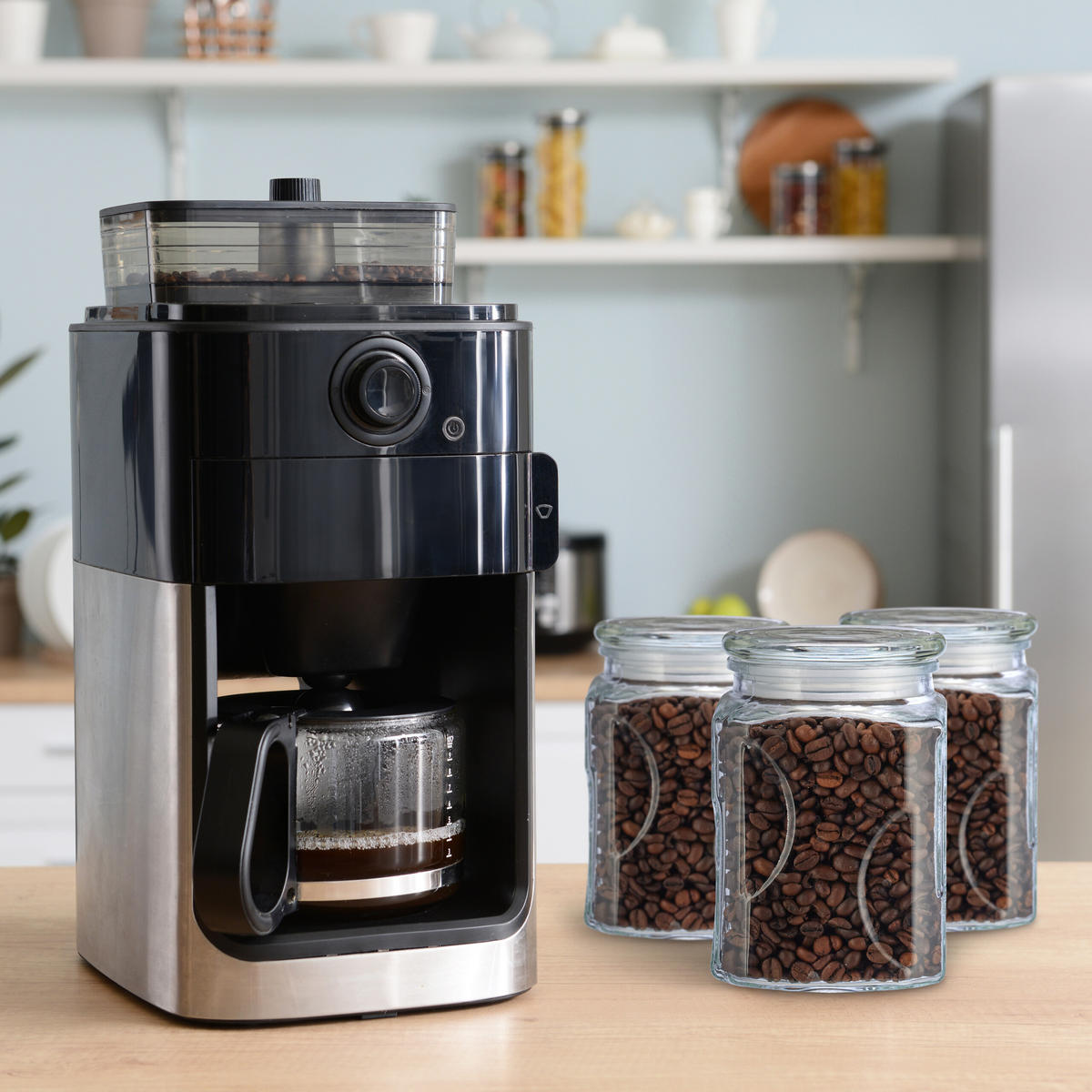 8xVORRATSGLAS - Transparent, Glas/Kunststoff (9.5/14.5/9.5cm) - Relaxdays