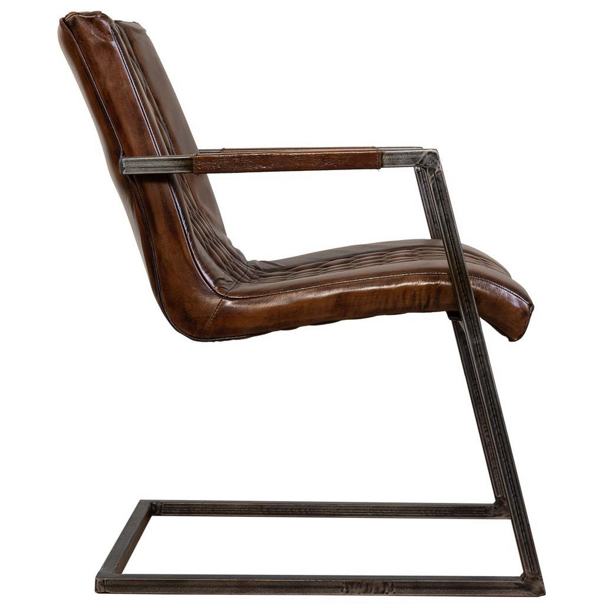 STUHL aus Metall und Leder, 51x65x82 cm braun - Braun, Metall (51/82/65cm) - Wanderlust