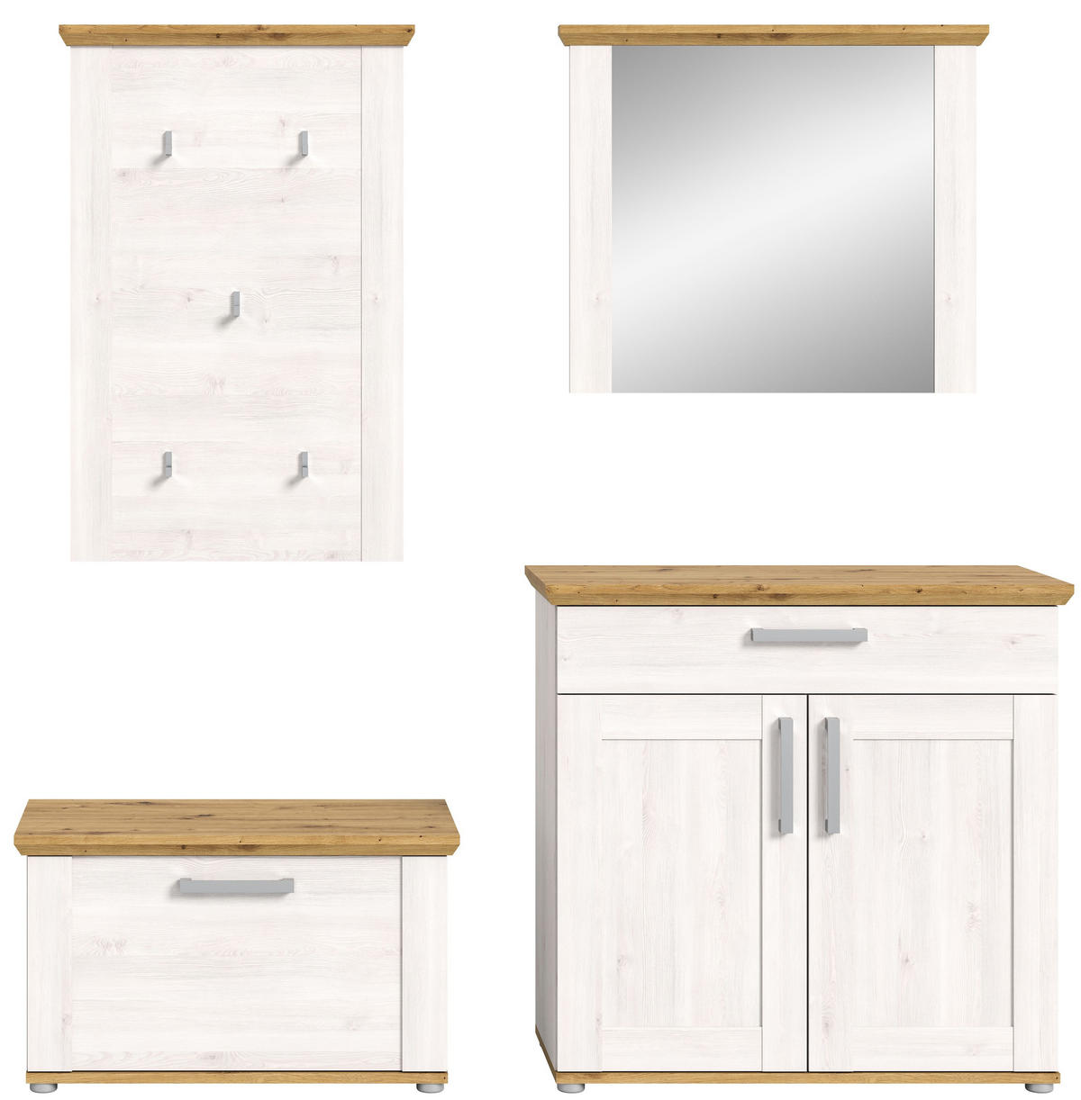 GARDEROBEN Set Verona 190x196x39 cm Sibiu Lärche Weiß 4tlg. - Lärchefarben, Holzwerkstoff (183/194/37cm)