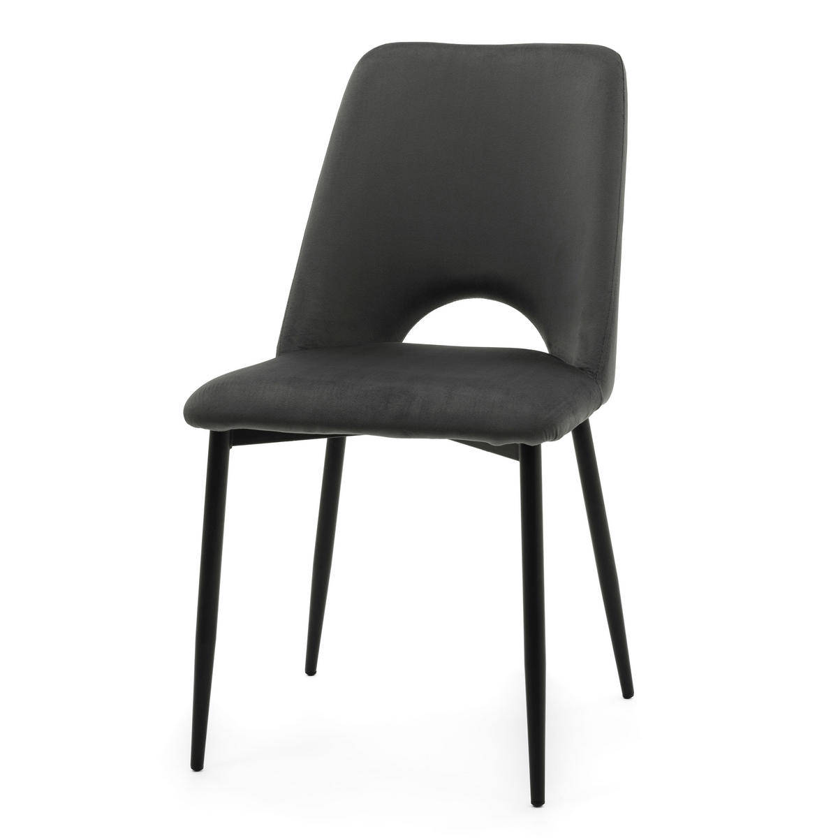 STUHL ORO gepolsterter mit Steppung - grau - Samt Velour - Schwarz/Grau, Textil/Metall (47/91/55cm) - NEW HOME