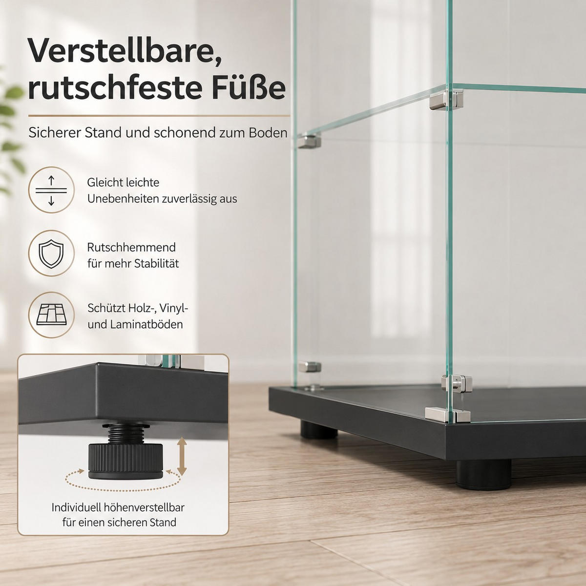 SAMMLERVITRINE 4 Ebenen Glas Schrank Stabil Für Figuren Wein Bücher - Schwarz, Glas (14.37/64.56/16.73cm) - SHOPENTRA