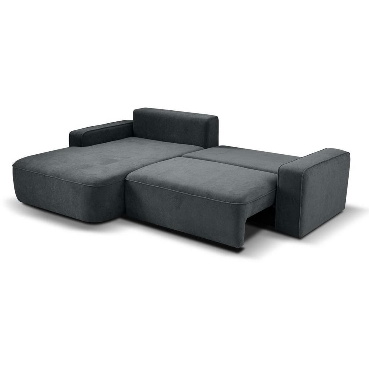 ECKSCHLAFSOFA Torre dunkelgrau velours links - Dunkelgrau, Textil (258/171cm) - Beautysofa