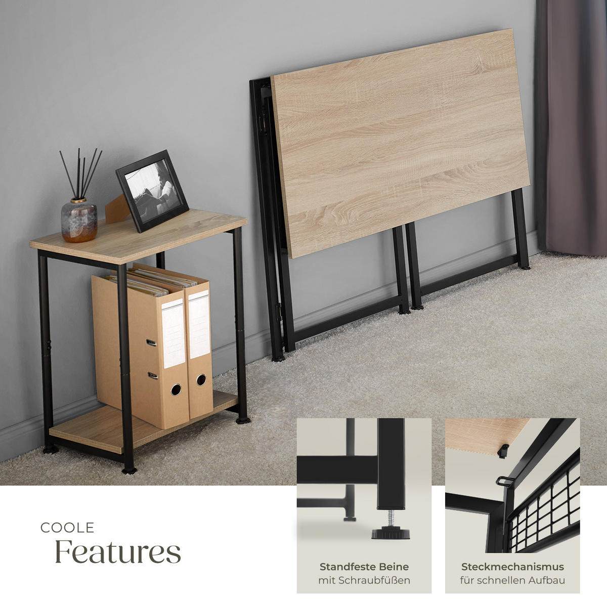 SCHREIBTISCH Paterson,102 x 51 x 77 cm,Industrial Holz hell, Eiche Sonoma - Naturfarben, Holzwerkstoff (102/51/77cm) - tectake