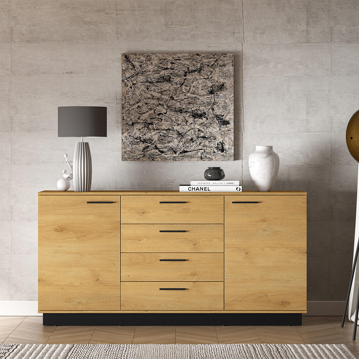 SIDEBOARD Ysia Holz und Schwarz - Schwarz, Holzwerkstoff (170/86/40cm) - Petits-meubles