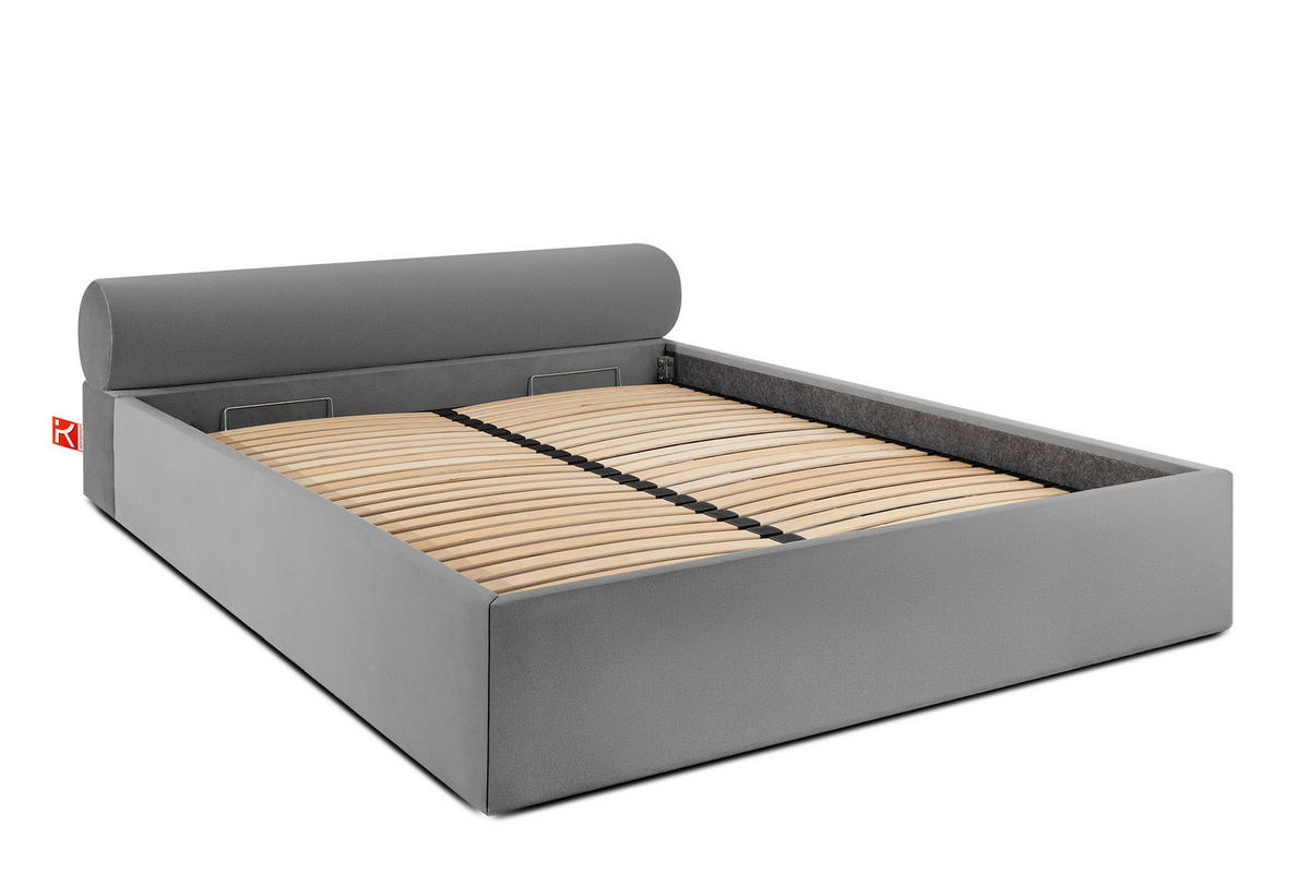 POLSTERBETT LUNEO - Hellgrau/Schwarz, Holz/Holzwerkstoff (182/204cm) - KONSIMO®
