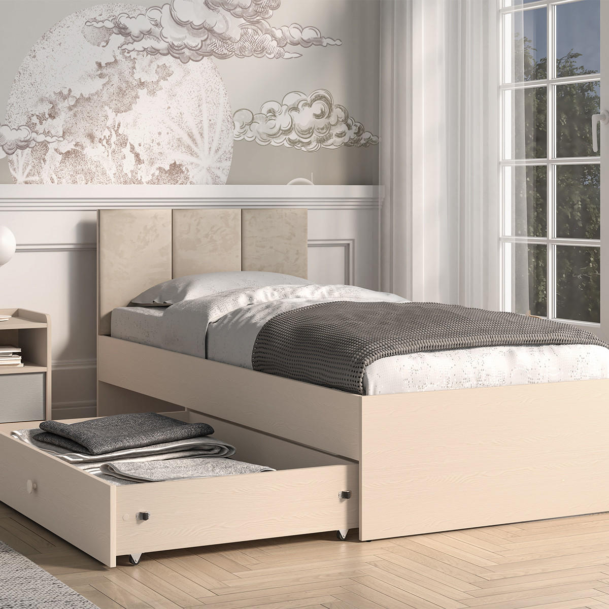 POSTEL 90/200 Alycia Béžová - efekt dřeva - hnědá, dřevo (90/200cm) - Petits-meubles