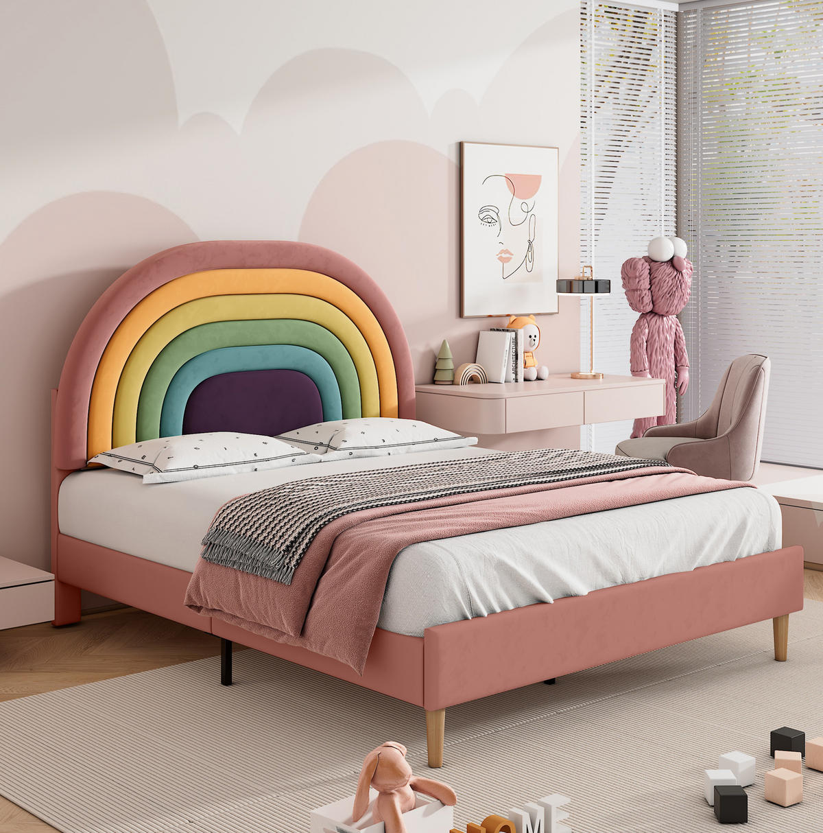 POLSTERBETT mit Lattenrost 140 x 200 cm Samt Pink - Pink, Holzwerkstoff (140/200cm) - Beauniv