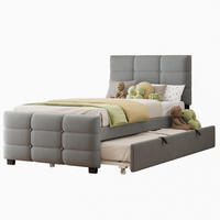 ČALOUNĚNÁ postel 90/190 cm šedá ze sametu s výsuvným lůžkem - šedá, textil (90/190cm) - OKWISH
