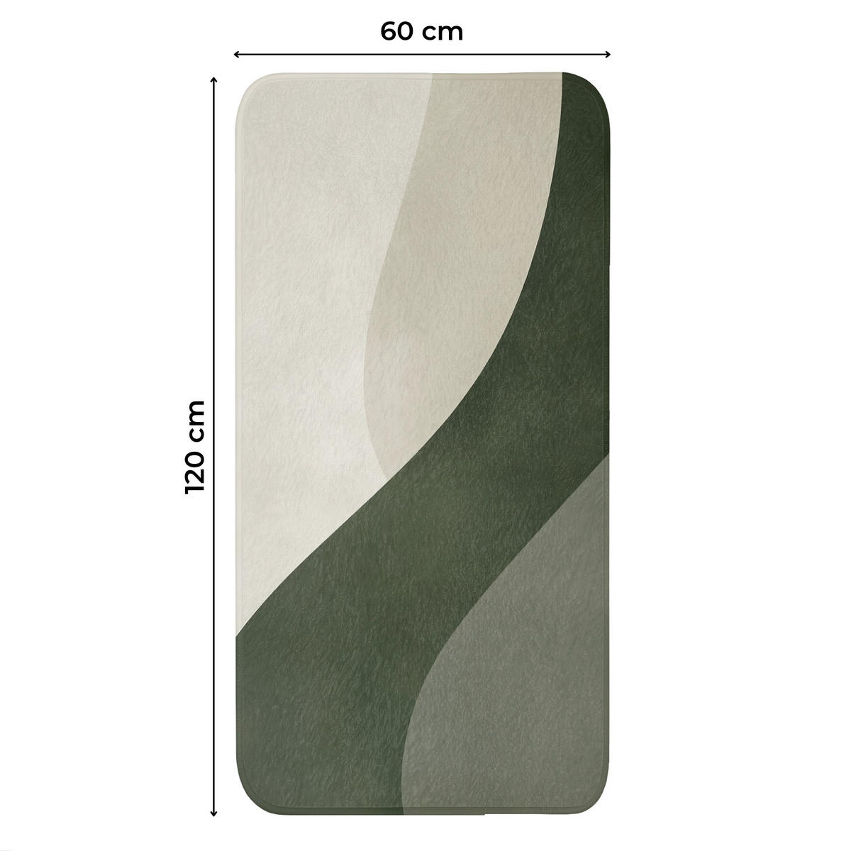 WC-VORLEGER Japandi - Grün - Abstrakt - Modern Toilettenvorleger 60x120 cm - Grün, Kunststoff/Textil (60/120cm) - OnlyWow
