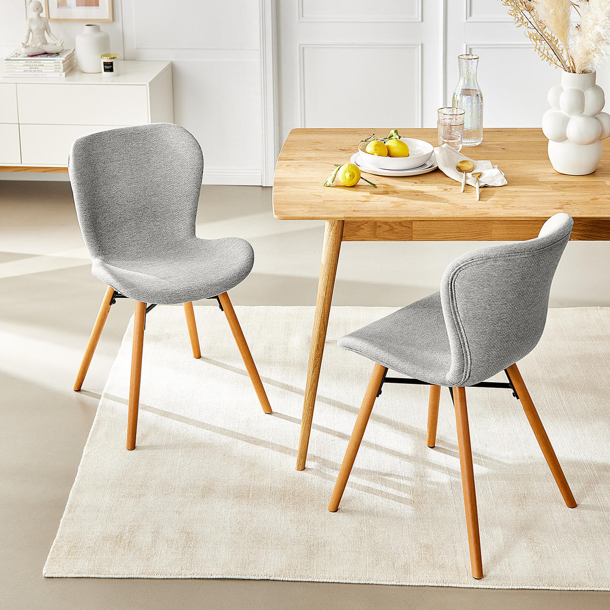 POLSTERSTUHL - Buchefarben/Hellgrau, Textil (47/83/53cm) - home24