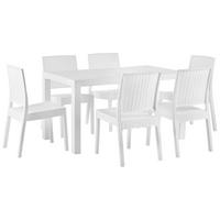 GARTENMÖBEL SET 6-Sitzer Rattanoptik weiß Fossano - Weiß, Kunststoff - Beliani
