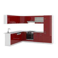 ECKKÜCHE R-Line Rot Hochglanz/Weiß 287 x 46 cm ohne Arbeitsplatte - Rot/Weiß, Holzwerkstoff (287/81.6/46cm) - Vicco