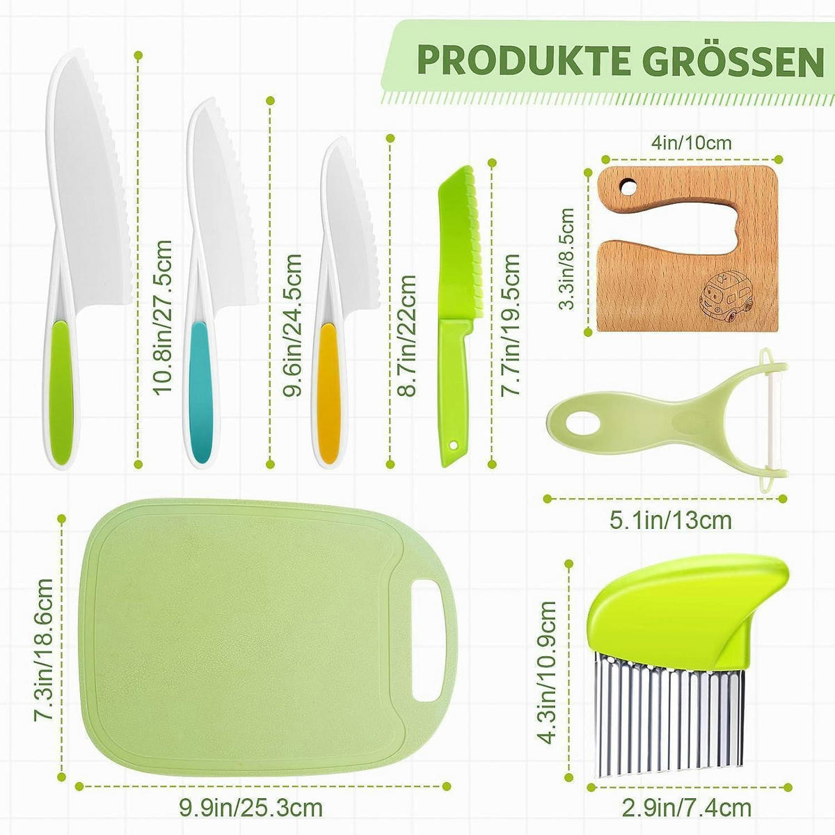 KINDERMESSER 8-teiliges Set Holz und Kunststoff - Multicolor, Holz