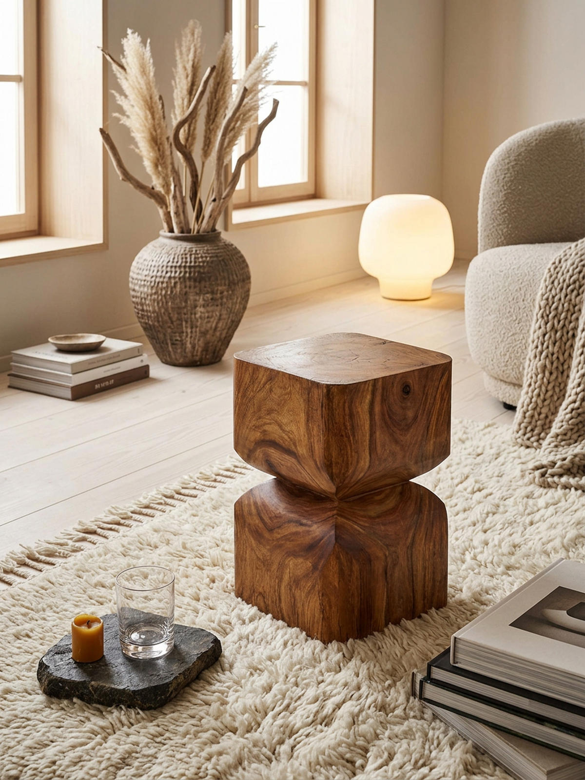 BEISTELLTISCH – Massivholz Natur abgerundete Ecken 30x45x30 cm - Braun, Holz (30/30/45cm) - KADIMA DESIGN