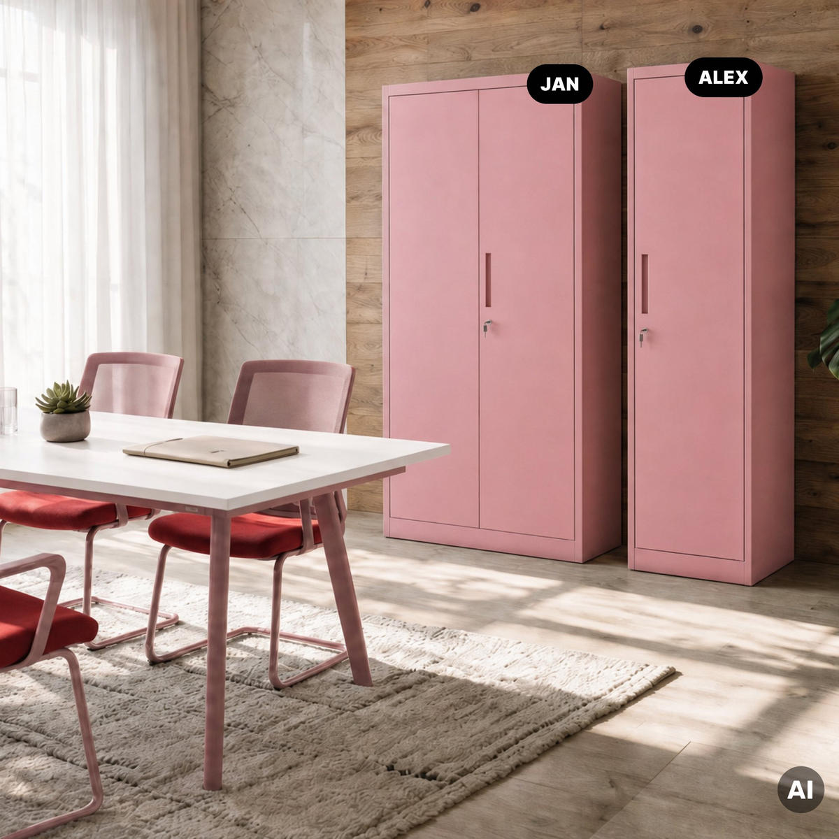 BÜRO Aktenschrank ALEX Fresh Style - Rosa, Metall (45/185/40cm) - Jan Nowak