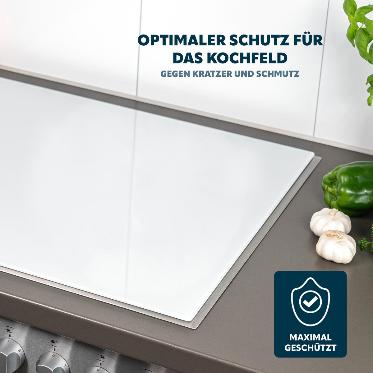 HERDABDECKPLATTE Glas, ca. 55,7 x 50 cm - Weiß, Glas (50/0.5/55.7cm) - bremermann