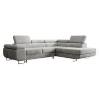 ECKSOFA Stevil Hellgrau Cordbezug - Silberfarben/Hellgrau, Textil/Metall (275/203cm) - Selsey