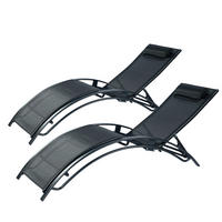LIEGESTÜHLE Cali aus Stahl Schwarz 2er-Set + Tisch - Schwarz, Metall (81/59/157cm) - Concept Usine