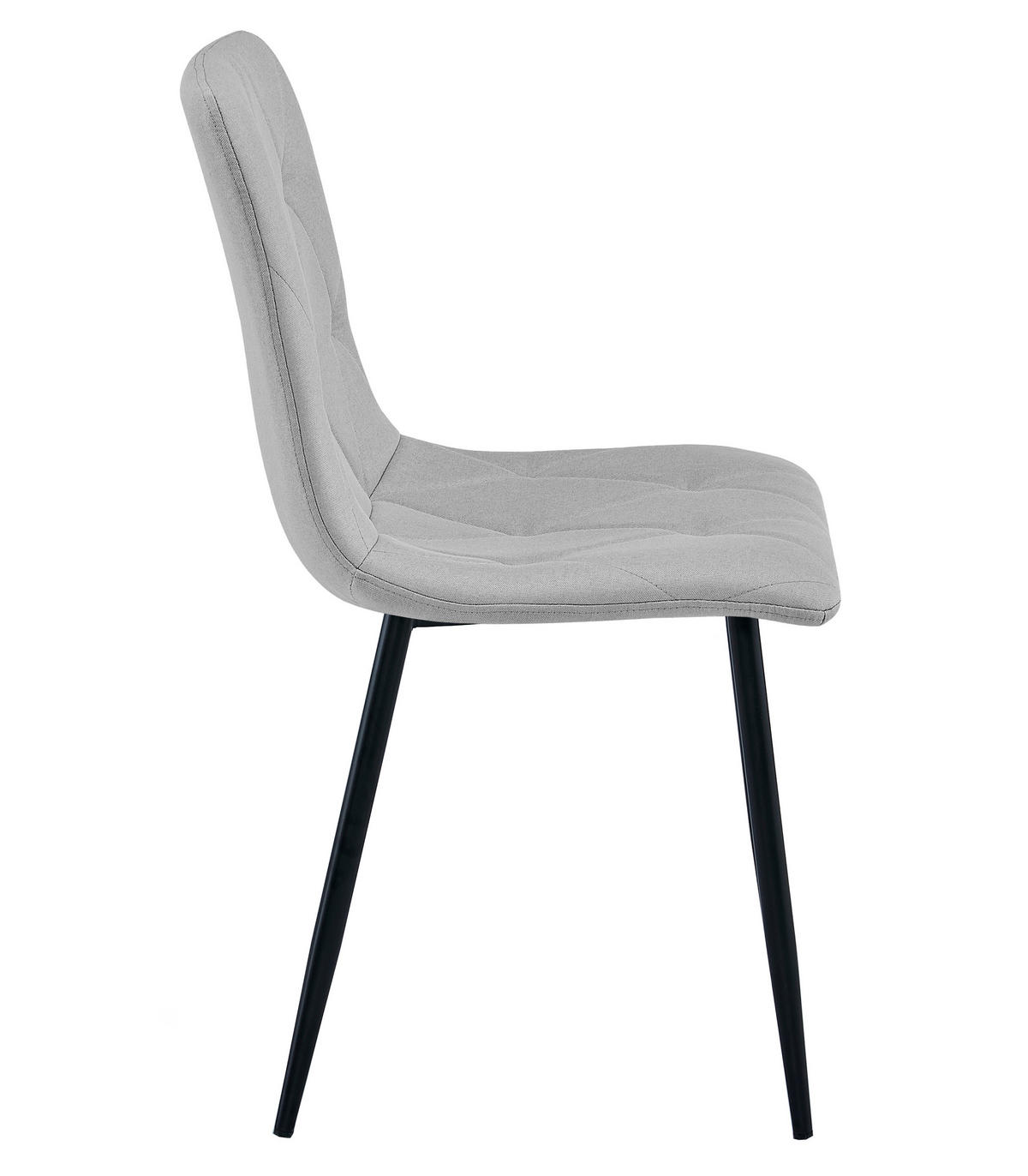 ESSZIMMERSTUHL 2-er Set TYRA hellgrauer Sitz, schwarze Beine - Hellgrau/Schwarz, Textil (44.5/87/54.5cm) - Valora