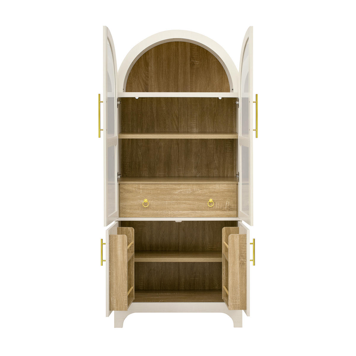 HIGHBOARD mit Riffelglas & Schubladen 180cm - Weiß, Holzwerkstoff (76/180/40cm) - Urban Meuble