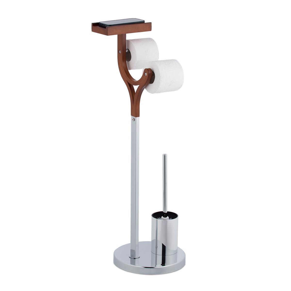 WC-GARNITUR - Silberfarben, Holzwerkstoff/Kunststoff (25/84/30cm) - Relaxdays