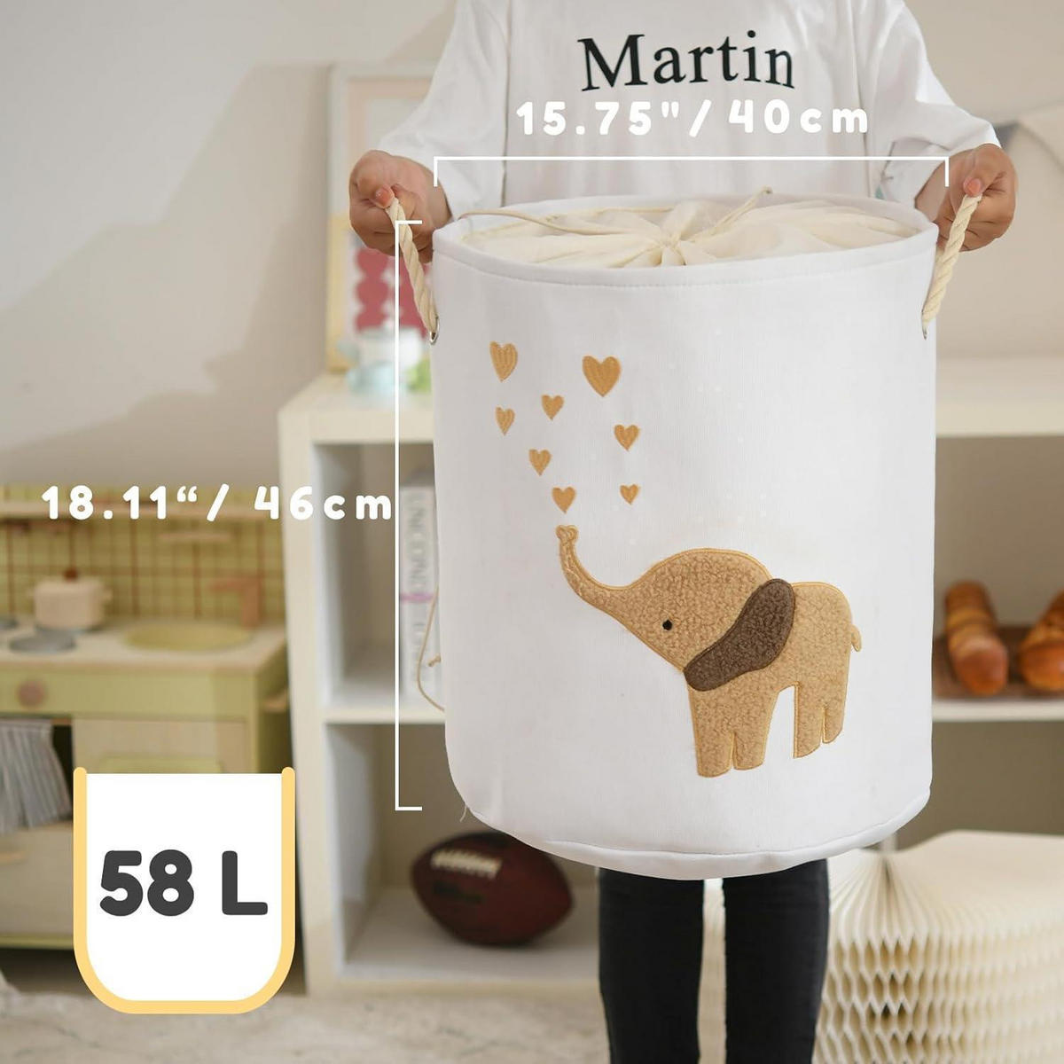 WÄSCHEKORB Elefant 58 L Braun - Weiß, Textil (34.8/34.8/5.1cm)