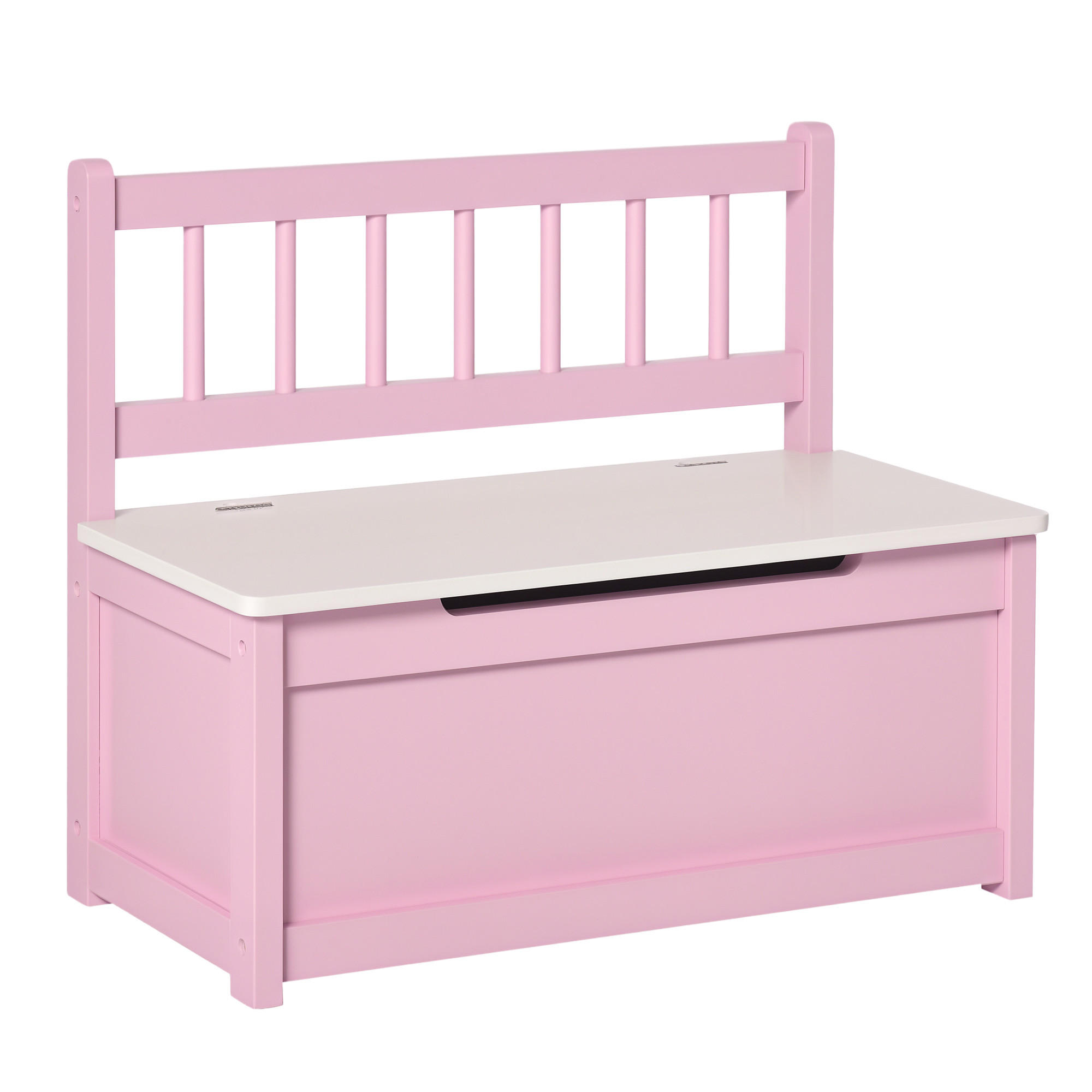 SPIELZEUGTRUHE DE-17270 2-in-1 mit Sitzbank & Sicherheitsdeckel Rosa - Pink, Metall (30/60cm) - ComfortXL