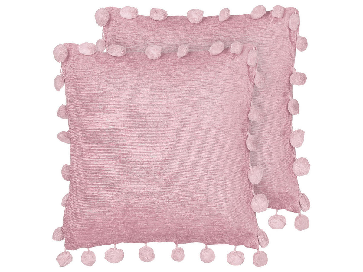 Dekokissen 2er-Set Rosa 45/45 cm Jasmine - Hellrosa, Textil (45/45cm) - Beliani