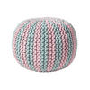 STRICKPOUF rund, blau-rosa gestreift, 40/40/35 cm - Hellblau, Textil (40/35/40cm) - Homescapes