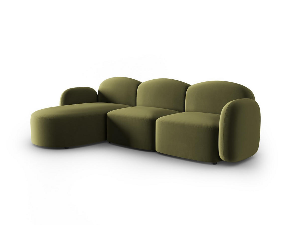 ECKSOFA links Blair aus Samt hellgrün 4 Sitzplätze - Hellgrün, Textil (155/272cm) - Micadoni
