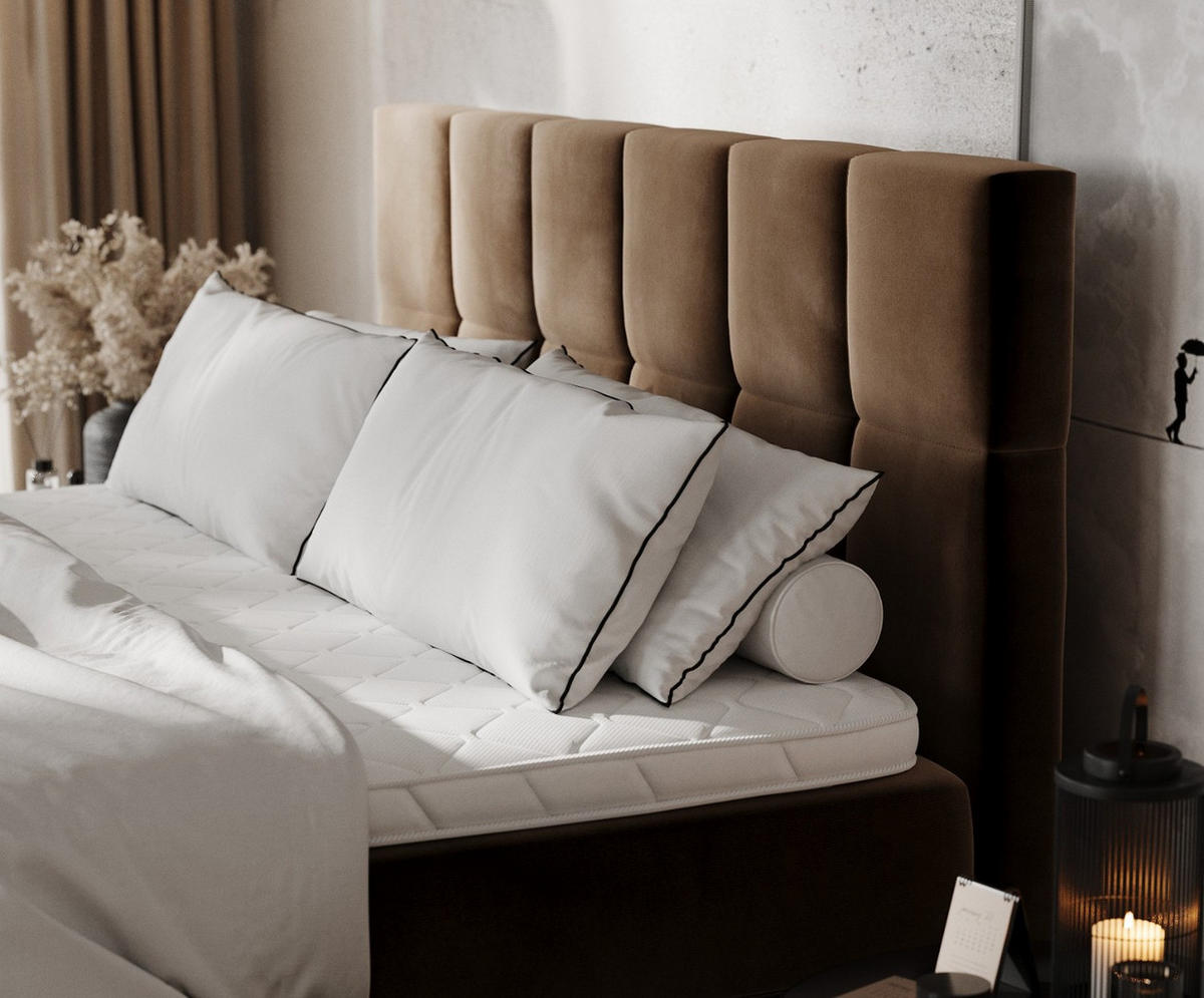 BOXBETT Savio 200/200 cm Braun im Kronos Stoff - Schwarz/Braun, Holz/Holzwerkstoff (200/200cm) - AltaBeds