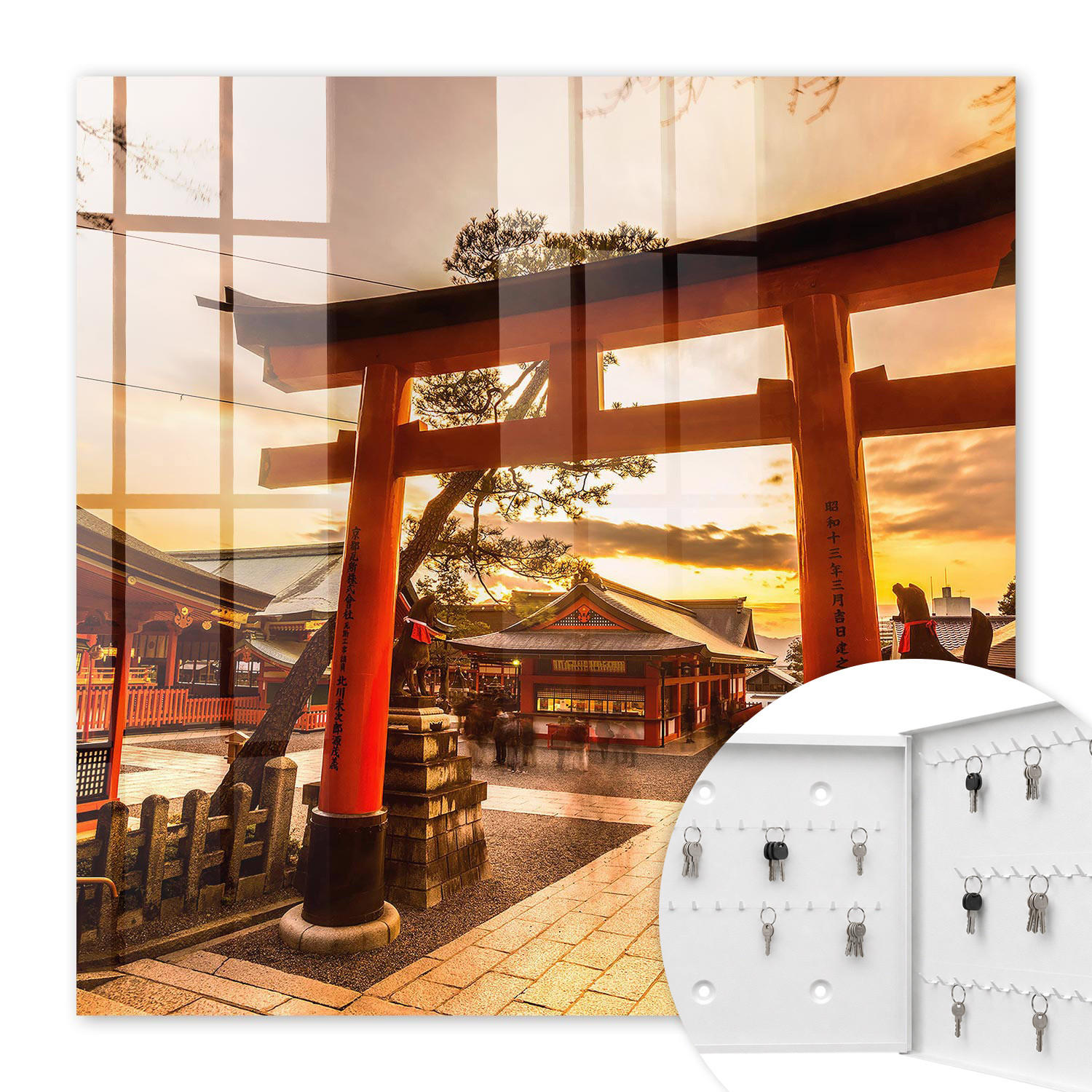 SCHLÜSSELBOX Weiß 30x30 cm – Türöffnung nach rechts - Japanisches Tor - Orange, Metall (30/30/5cm) - TULUP